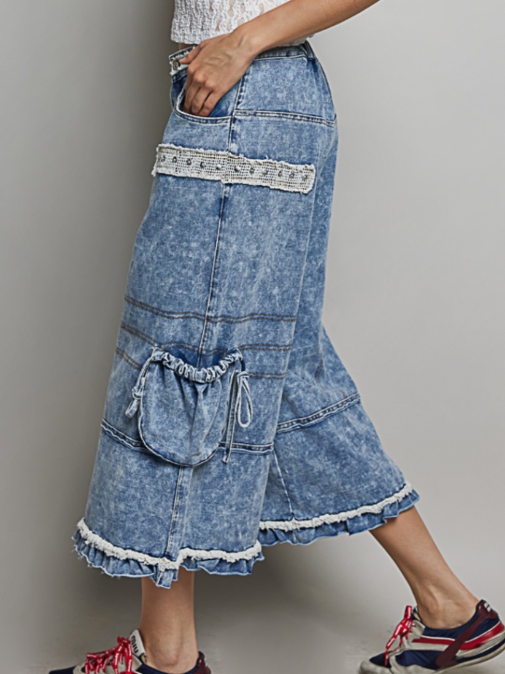 ❤️ POL “ DANI ” POL Denim Twill Wide Leg Pant 51 - Picture 4 of 6